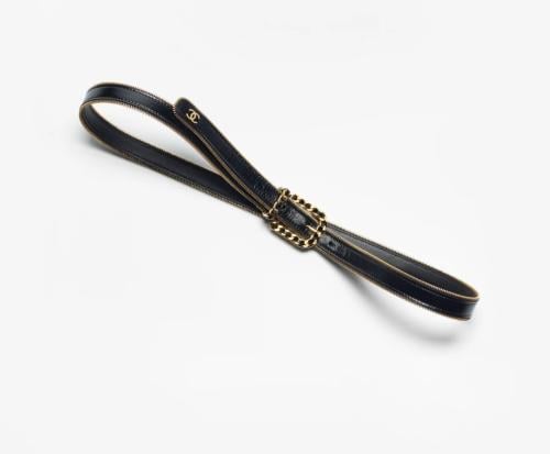 2024 حزام شانيل جلد أسود ذهبي