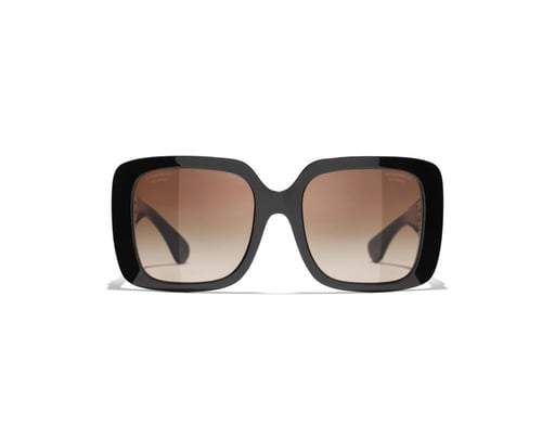 2025 نظارة شانيل شمسية أسود ذهبي بإطار مربع