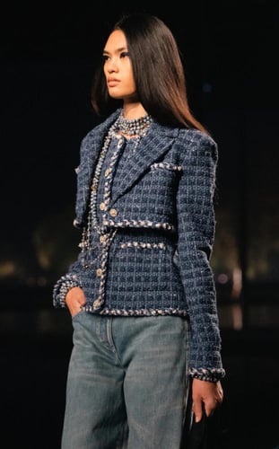 2025 سترة شانيل جاكيت تويد كحلي