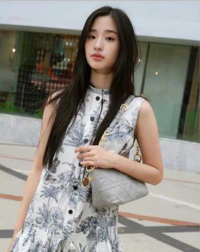 2025 فستان ديور تويد أسود بجيوب أمامية