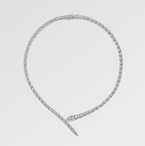 قلادة بولغاري سيربنتي فايبر فضي كريستالي