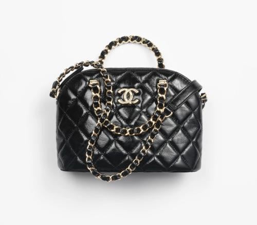 2024 حقيبة شانيل تسوق صغيرة جلد أسود