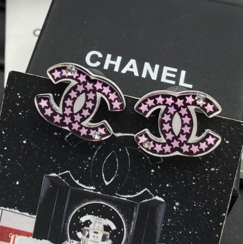 2024 أقراط شانيل راتنج معدن ستراس