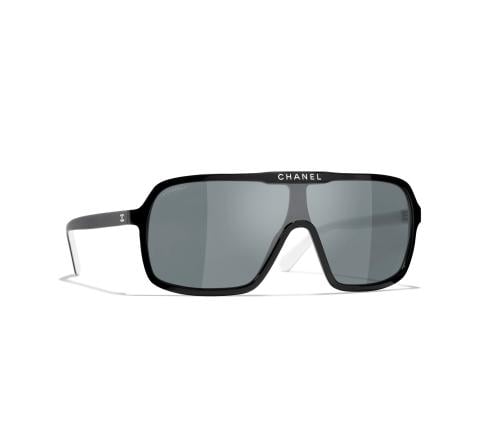 نظارات شانيل شمسية أسود شيلد عاكسة