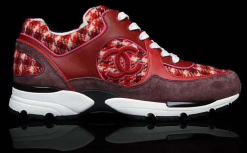 2024 أحذية شانيل رياضية سنيكر تويد صوفي جلد بيج بر...