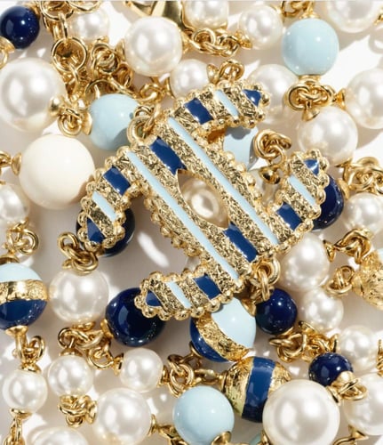 2024 قلادة شانيل سلسال طويل معدن، لآلئ زجاجية، أحج...