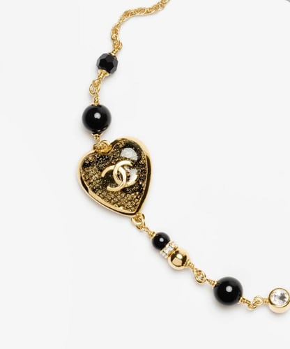 2025 قلادة شانيل شوكر ذهبي أسود