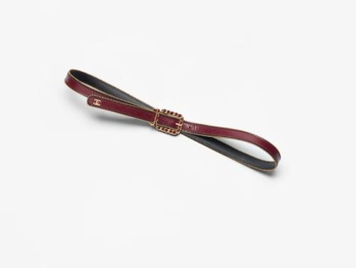 2024 حزام شانيل جلد برغندي و ذهبي