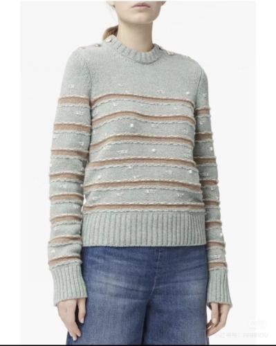 2024 كنزة شانيل بلوفر كشمير صوف أزرق فاتح