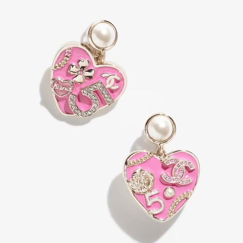 2024 أقراط شانيل بدلاية ذهبي، وردي، أبيض لؤلؤي، كر...