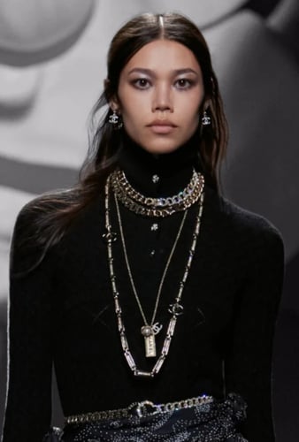 2024 اقراط شانيل حلقة بشعار سي سي ذهبي مرصع بالكري...