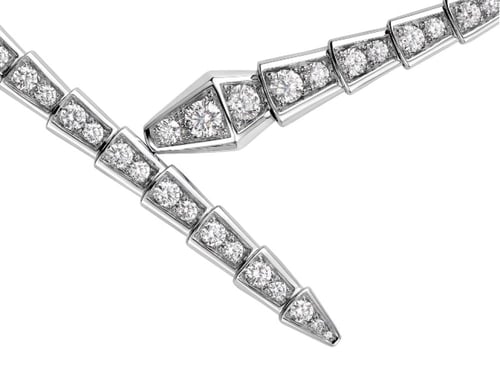 قلادة بولغاري سيربنتي فايبر فضي كريستالي