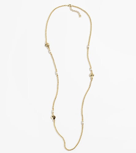 2024 قلادة شانيل سلسال طويل معدن، لآلئ زجاجية، ذهب...