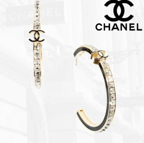 2024 اقراط شانيل حلقة مرصع بالكريستال