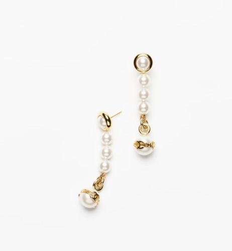 2024 شانيل اقراط بيندانت معدن ذهبي لألئ مرصع بالكر...