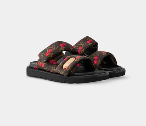 2025 حذاء لوي فيتون سلبر بني بطبعات الكرز