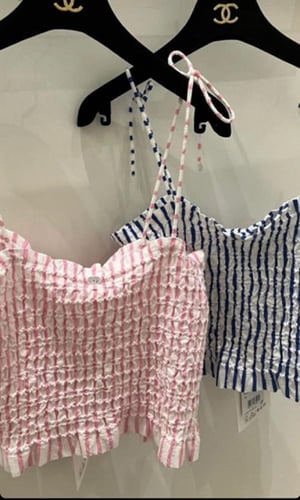 2024 قميص شانيل قطن أبيض، ازرق فاتح