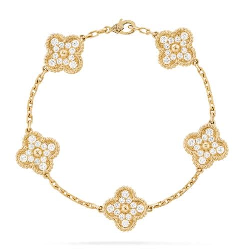 سوارة فان كليف فينتج الهمبرا 5 زخرفات ذهبي مرصع