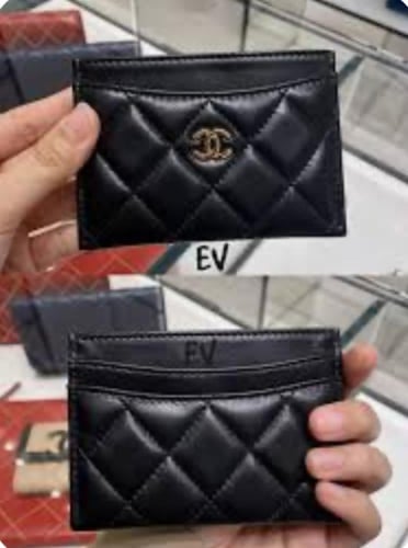 حامل بطاقات شانيل أسود