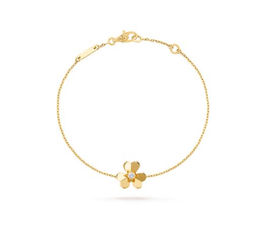 اسوارة فان كليف فريفول ذهبي بفص ميني