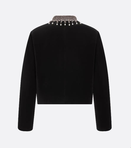 2025 جاكيت ديور أسود مخمل بأكمام طويلة وشك على الر...