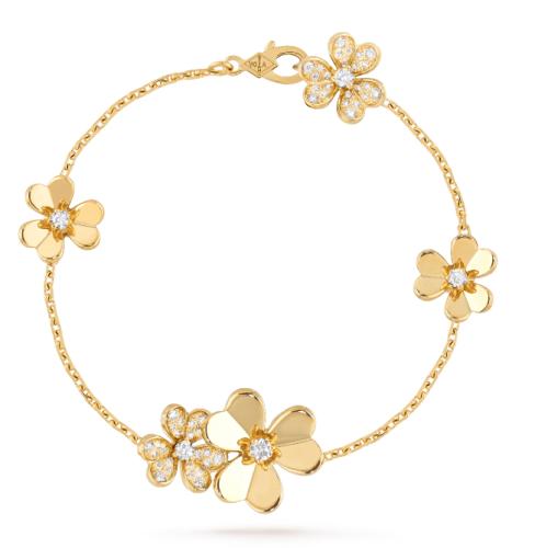 اسوارة فان كليف فريفول 5 زهرات ذهبي مرصع ميني