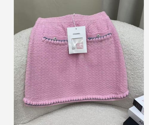 2015 تنورة شانيل قطن حريري أبيض أو وردي