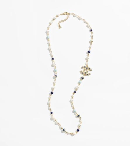 2024 قلادة شانيل سلسال طويل معدن، لآلئ زجاجية، أحج...