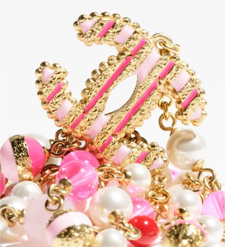 2024 قلادة شانيل ، أحجار طبيعية ذهبي، لؤلئي، أحمر،...