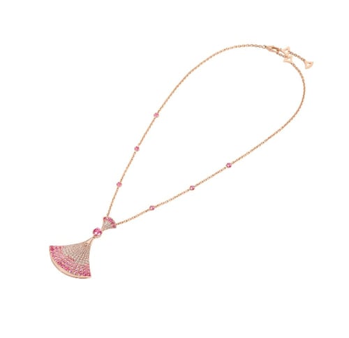 قلادة بولغاري ديفاز دريم وردي ذهبي كريستالي