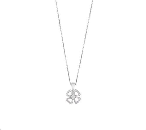 قلادة بولغاري فيوريفير فضي كريستالي ميني