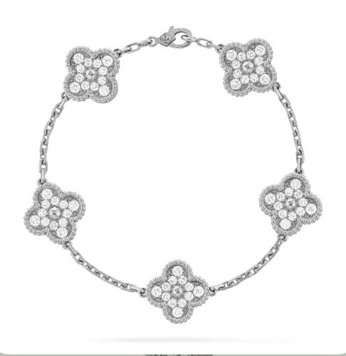 سوارة فان كليف فينتج الهمبرا 5 زخرفات فضي مرصع