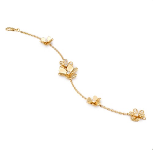 اسوارة فان كليف فريفول 5 زهرات ذهبي مرصع ميني