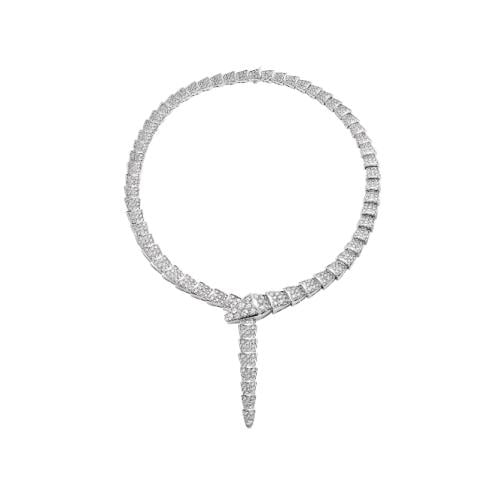 قلادة بولغاري سيربنتي فايبر فضي كريستالي