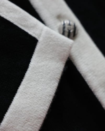 كارديغان شانيل أسود طويل كلاسيكي بأكمام سادة بدون...