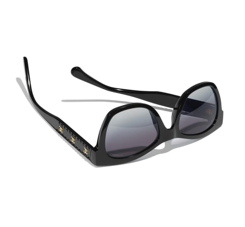 2024 نظارات شانيل شمسية بإطار عيون القطة أسود ذهبي...