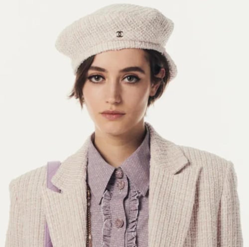 2024 بلوزة شانيل قطن بأكمام طويله وردي فاتح، أسود