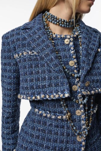 2025 سترة شانيل جاكيت تويد كحلي