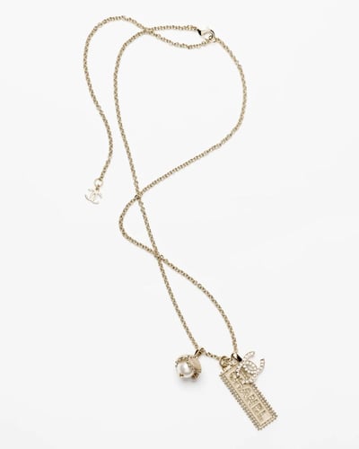 2024 سلسال شانيل قلادة طويلة ذهبي