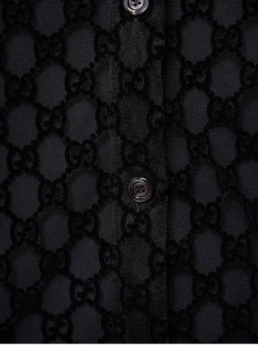 قميص قوتشي GG تول بياقة طويلة الأكمام