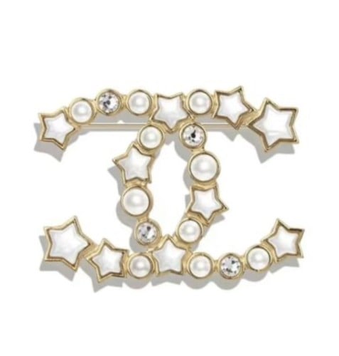 2024 بروش شانيل ذهبي أبيض لؤلؤي