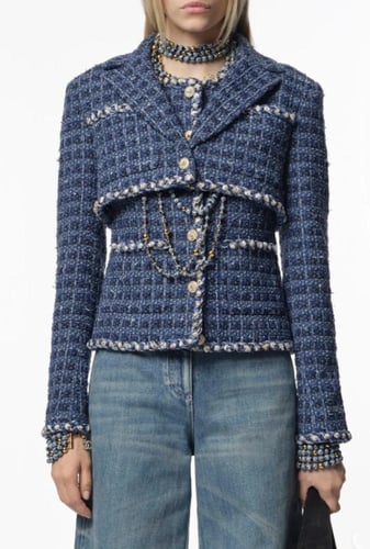 2025 سترة شانيل جاكيت تويد كحلي