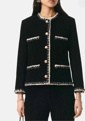 2025 سترة شانيل جاكيت شتوي أسود