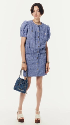 2024 سترة شانيل تويد، خليط من الألياف أزرق