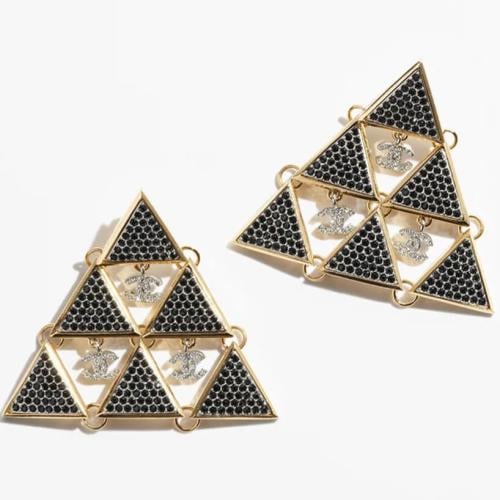 2024 أقراط شانيل كبس بدلاية ذهبي، فضي، أسود، كريست...