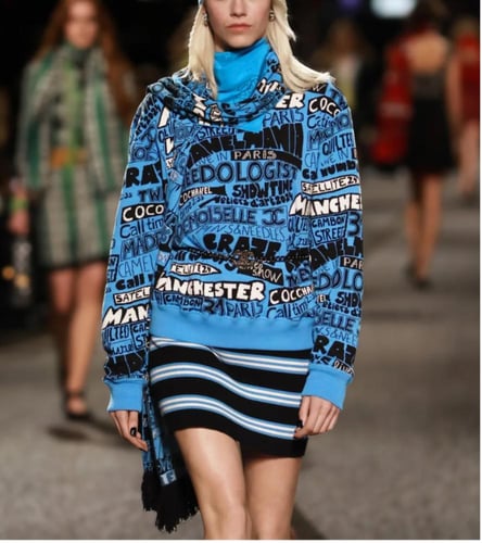 2024 بلوفر شانيل كنزة صوف قطن أزرق