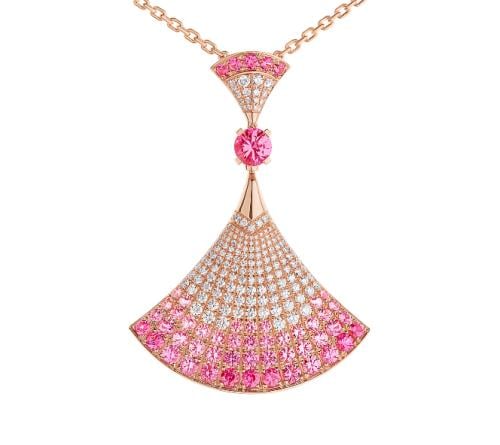 قلادة بولغاري ديفاز دريم وردي ذهبي كريستالي