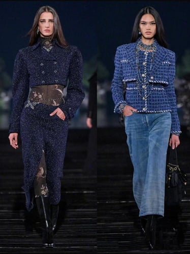 2025 سترة شانيل جاكيت تويد كحلي