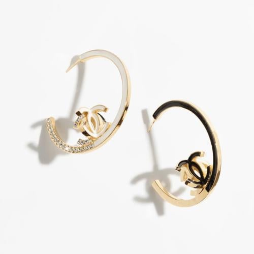 2024 أقراط شانيل على شكل حلقة ذهبي، أبيض، أسود، كر...