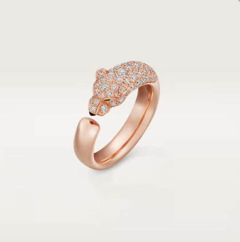 خاتم پانتير دو كارتييه وردي روز مرصع بالكريستال